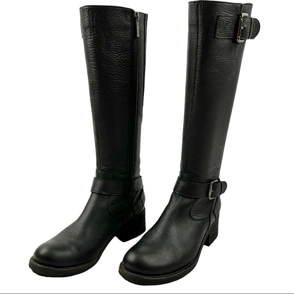 "DUO tall Demetre" Black Italian leather Moto boots with buckles Harley davidson - Picture 7 of 14